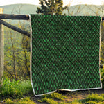 Green Dragon Scales Pattern Print Quilt