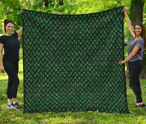 Green Dragon Scales Pattern Print Quilt