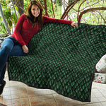 Green Dragon Scales Pattern Print Quilt