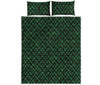 Green Dragon Scales Pattern Print Quilt Bed Set