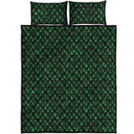 Green Dragon Scales Pattern Print Quilt Bed Set