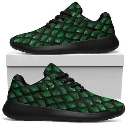 Green Dragon Scales Pattern Print Sport Shoes GearFrost