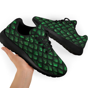 Green Dragon Scales Pattern Print Sport Shoes GearFrost