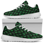 Green Dragon Scales Pattern Print Sport Shoes GearFrost