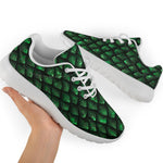 Green Dragon Scales Pattern Print Sport Shoes GearFrost