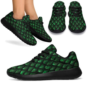 Green Dragon Scales Pattern Print Sport Shoes GearFrost