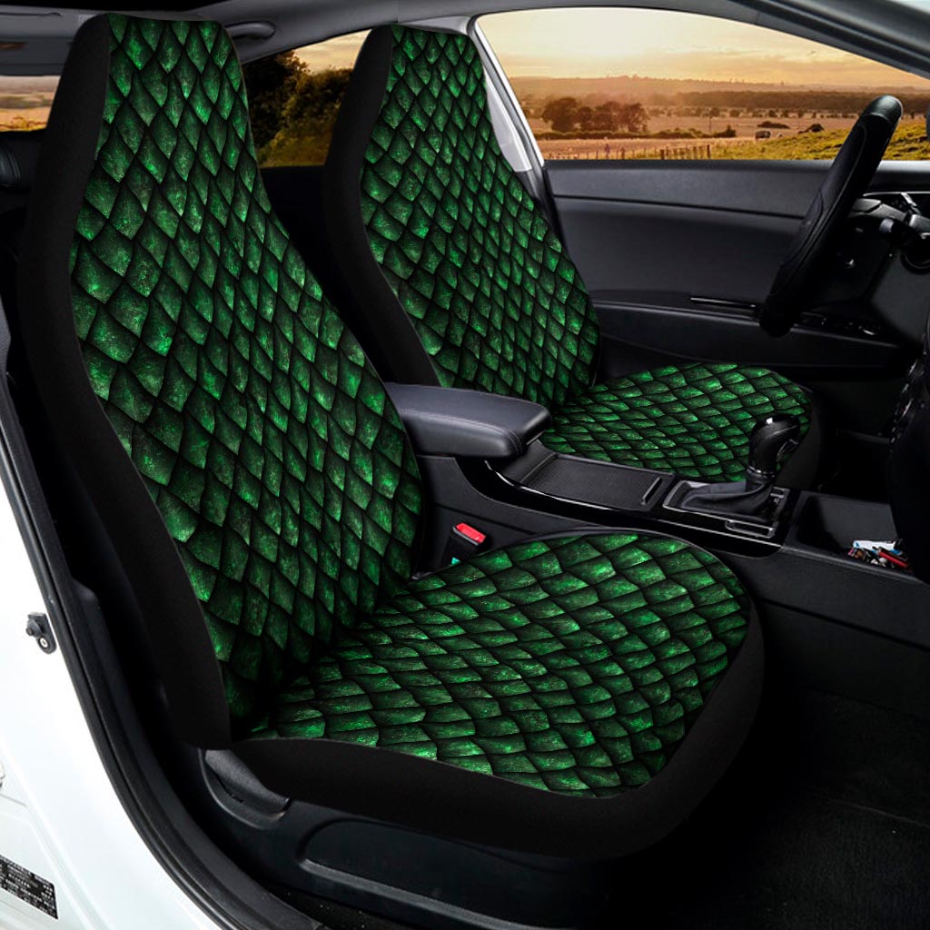 Green Dragon Scales Pattern Print Universal Fit Car Seat Covers