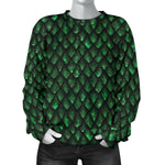 Green Dragon Scales Pattern Print Women's Crewneck Sweatshirt GearFrost