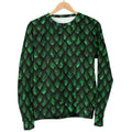Green Dragon Scales Pattern Print Women's Crewneck Sweatshirt