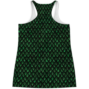 Green Dragon Scales Pattern Print Women's Racerback Tank Top