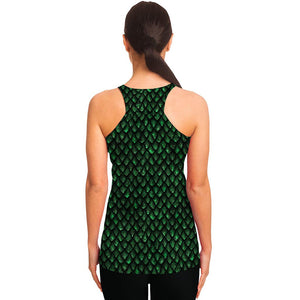 Green Dragon Scales Pattern Print Women's Racerback Tank Top