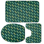 Green Dragonfly Pattern Print 3 Piece Bath Mat Set