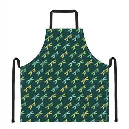 Green Dragonfly Pattern Print Apron