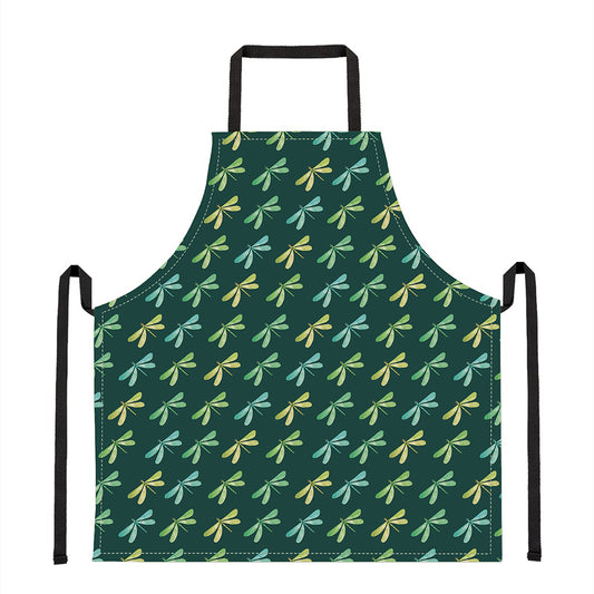 Green Dragonfly Pattern Print Apron