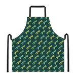 Green Dragonfly Pattern Print Apron