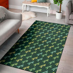 Green Dragonfly Pattern Print Area Rug