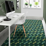 Green Dragonfly Pattern Print Area Rug