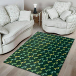 Green Dragonfly Pattern Print Area Rug