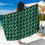 Green Dragonfly Pattern Print Beach Sarong Wrap