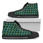 Green Dragonfly Pattern Print Black High Top Shoes