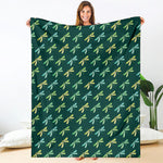 Green Dragonfly Pattern Print Blanket