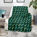 Green Dragonfly Pattern Print Blanket