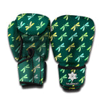 Green Dragonfly Pattern Print Boxing Gloves