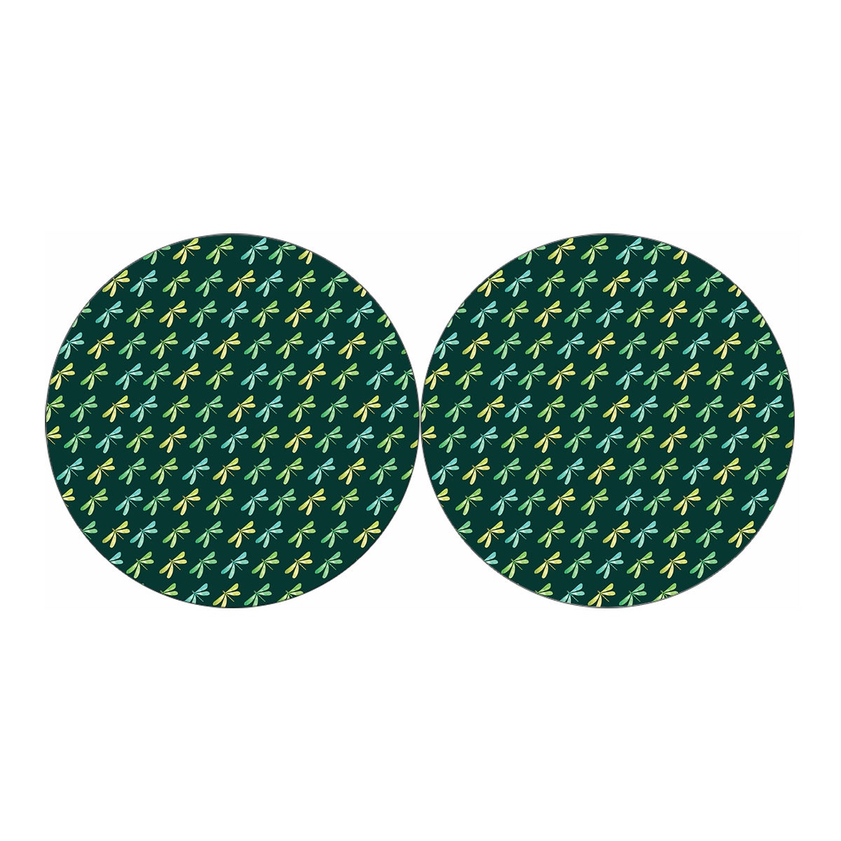 Green Dragonfly Pattern Print Car Coasters