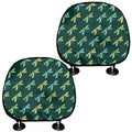 Green Dragonfly Pattern Print Car Headrest Covers