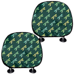 Green Dragonfly Pattern Print Car Headrest Covers