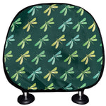 Green Dragonfly Pattern Print Car Headrest Covers