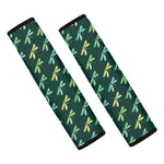 Green Dragonfly Pattern Print Car Seat Belt Covers