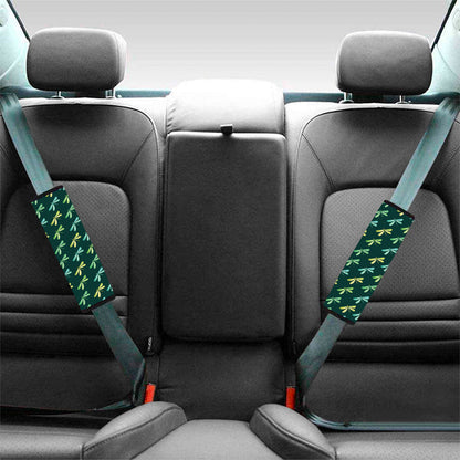 Green Dragonfly Pattern Print Car Seat Belt Covers