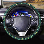 Green Dragonfly Pattern Print Car Steering Wheel Cover