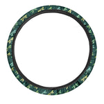 Green Dragonfly Pattern Print Car Steering Wheel Cover
