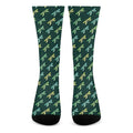 Green Dragonfly Pattern Print Crew Socks