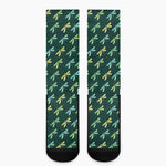 Green Dragonfly Pattern Print Crew Socks