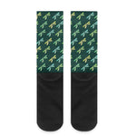 Green Dragonfly Pattern Print Crew Socks