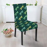 Green Dragonfly Pattern Print Dining Chair Slipcover