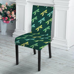 Green Dragonfly Pattern Print Dining Chair Slipcover