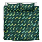 Green Dragonfly Pattern Print Duvet Cover Bedding Set