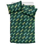 Green Dragonfly Pattern Print Duvet Cover Bedding Set