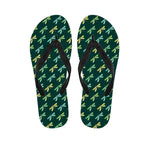 Green Dragonfly Pattern Print Flip Flops