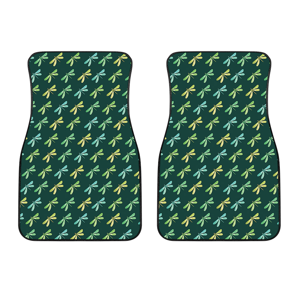 Green Dragonfly Pattern Print Front Car Floor Mats