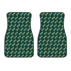 Green Dragonfly Pattern Print Front Car Floor Mats