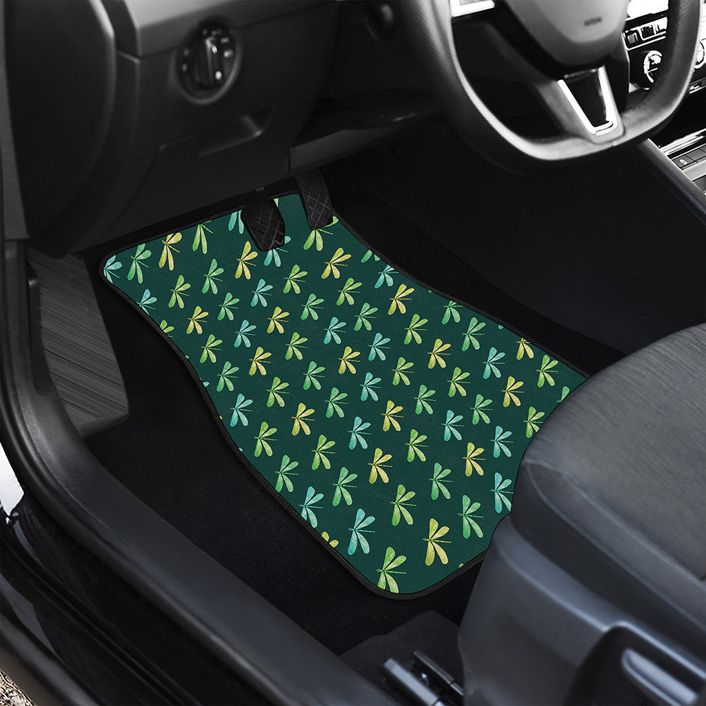 Green Dragonfly Pattern Print Front Car Floor Mats