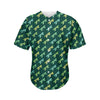 Green Dragonfly Pattern Print Men's Baseball Jersey