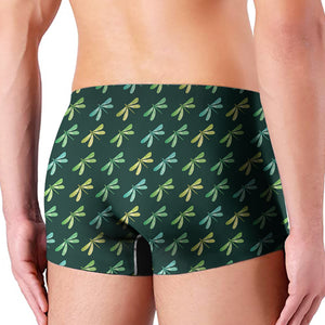 Green Dragonfly Pattern Print Men's Boxer Briefs