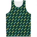 Green Dragonfly Pattern Print Men's Tank Top