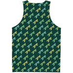 Green Dragonfly Pattern Print Men's Tank Top